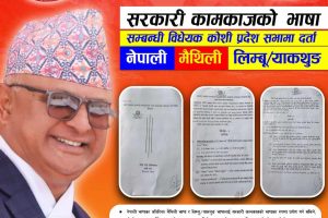 सरकारी कामकाजको भाषाको रुपमा लिम्बु र मैथली भाषालाई व्यवस्था गर्न बनेको विधेयक प्रदेश सभामा दर्ता