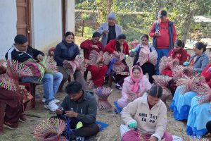 आफ्नै ठाउँमा व्यावसायिक बन्न मुढा बनाउने सीप सिक्दै दिक्तेलका महिला