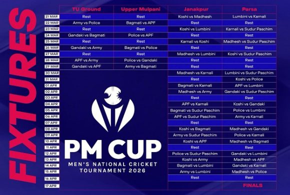 प्रधानमन्त्री कप क्रिकेट चैत ७ गतेदेखि, जय ट्रफीकाे फाइनल चैत ३ देखि ५ गतेसम्म