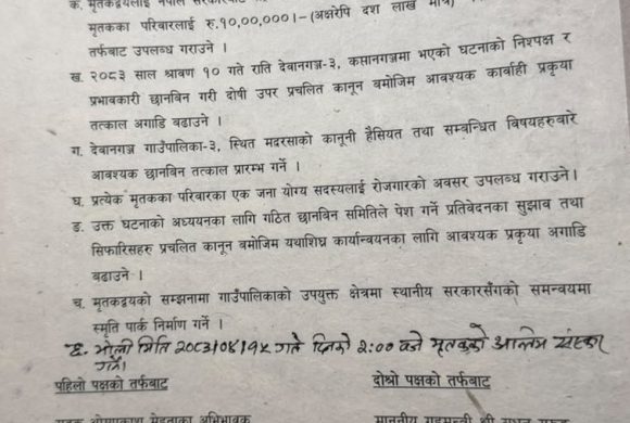 देवानगञ्ज घटनामा ६ बुँदे सहमति