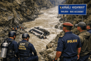 अझै भेटिएन कर्णाली नदीमा खसेको गाडी