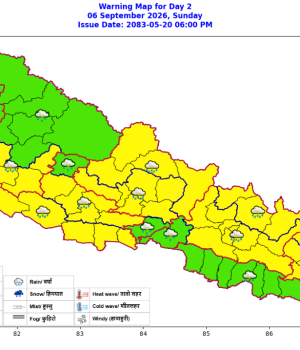आजको मौसम: मुलुकका धेरैजसो स्थानमा भारी र मध्यम वर्षाको सम्भावना