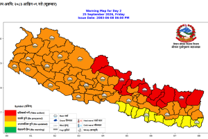 भारी वर्षा र पहिरोको जोखिम, उच्च सतर्कता अपनाउन मौसम महाशाखाको आग्रह