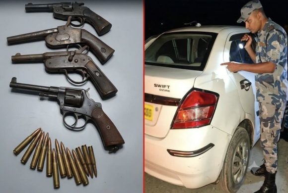 वीरगन्जमा भारतीय कारभित्र ४ पेस्तोल ६ गोली बरामद