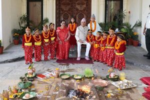 शीतल निवासमा राष्ट्रपति पौडेलबाट नवकन्याको पूजार्चना