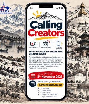 कन्टेन्ट क्रियटरमार्फत नेपालको पर्यटन प्रवर्द्धन गर्न बोर्डले माग्यो आवेदन